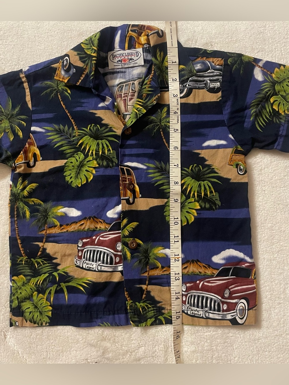 Pacific Legend Retro Palm Trees and Woody Wagons Button Down Shirt size 3T - Picture 5 of 11